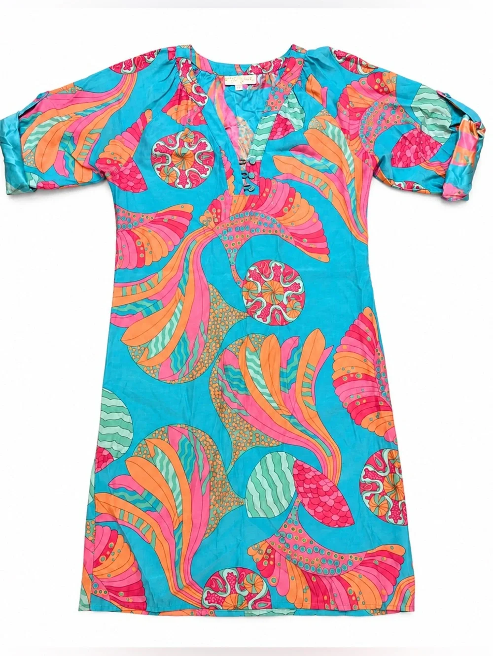 Britt Ryan Colorful Tropical Resort Shift Dress Women’s Sz 2 Psychedelic Print